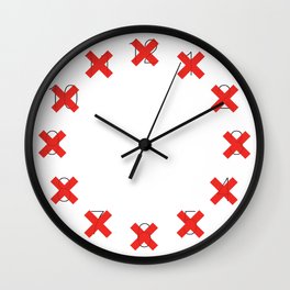 X - on White Wall Clock