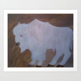 The White Buffalo Art Print | White, Whitebuffalo, Mattstarr, Bison, Nature, Painting, Animal, Wildlife, Buffalo 