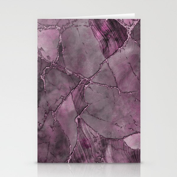 Smoke Pink Purple Marble Gemstone Luxury Stationery Cards