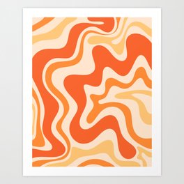 Tangerine Liquid Swirl Retro Abstract Pattern Art Print
