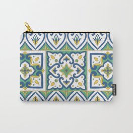 Italian Tile Pattern – Sicilian ceramic from Caltagirone Carry-All Pouch | Patternsjourney, Vintage, Sicily, Yellow, Tile, Talavera, Portuguese, Traditional, Pattern, Green 