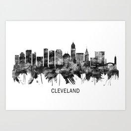 Cleveland Ohio Skyline BW Art Print