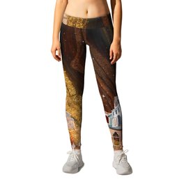 Paint Universe Leggings | Nevernight, Stars, Vintage, Medievaltown, House, Texture, Baca, Watercolor, Gold, Curated 