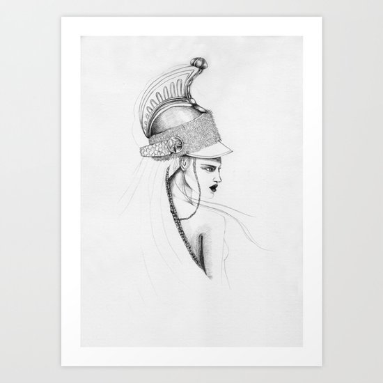 Girl & Helmet Art Print