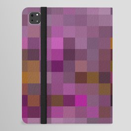 graphic design geometric pixel square pattern abstract in pink purple yellow iPad Folio Case