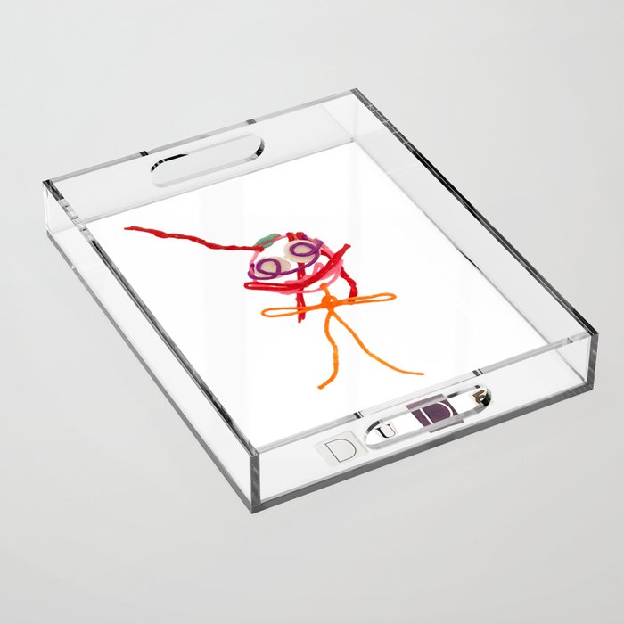 Orange and Red Figurative word art that is edgy, minimalistic and whimsical Acrylic Tray