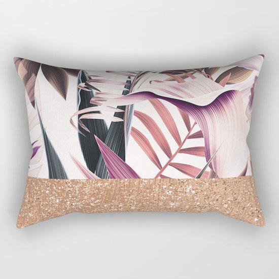 Magenta floral rose gold Rectangular Pillow