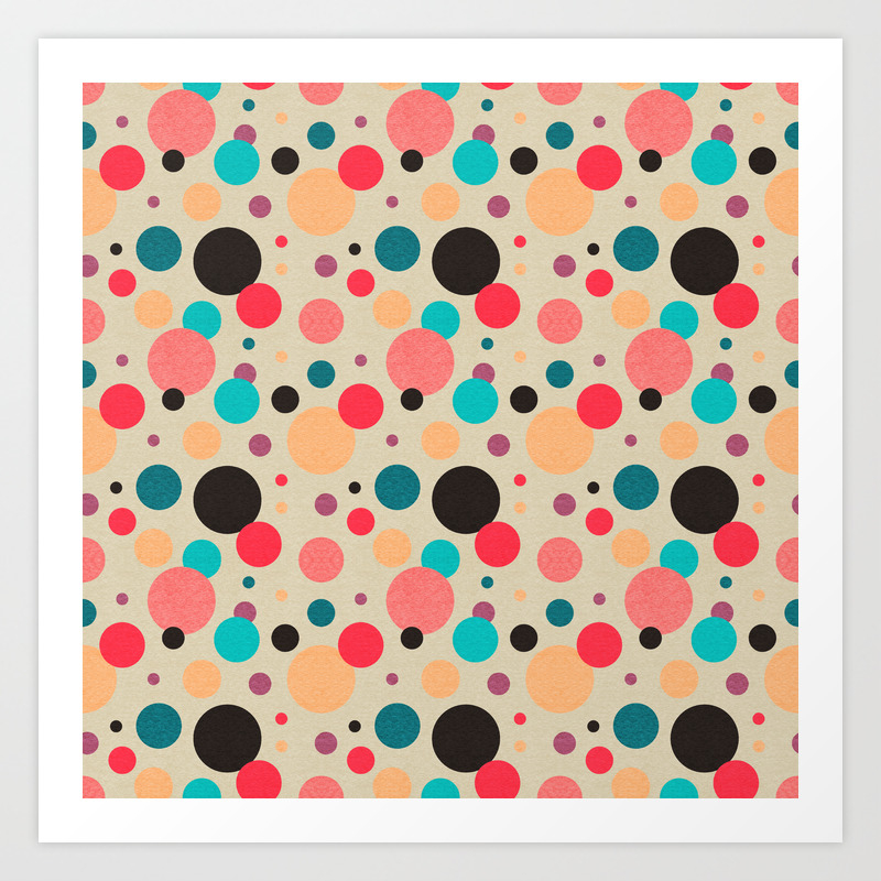 Multicolored Geometric Polka Dot Pattern Art Print By Nicnak85 Society6