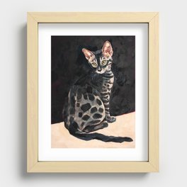 Midnight Bengal Cat Recessed Framed Print