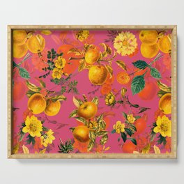 Vintage & Shabby Chic - Summer Golden Apples Pink Flowers Garden Serving Tray