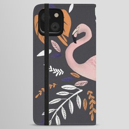Flamingo love, jungle theme, pink flamingo iPhone Wallet Case