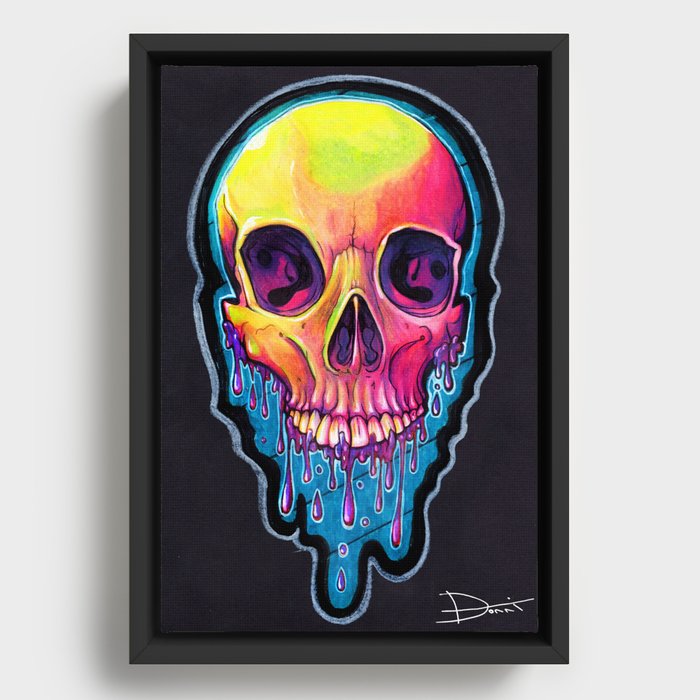 Psychedelic Skull  Framed Canvas