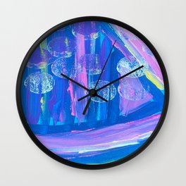 Colorful Neon - Dots & Stripes Wall Clock