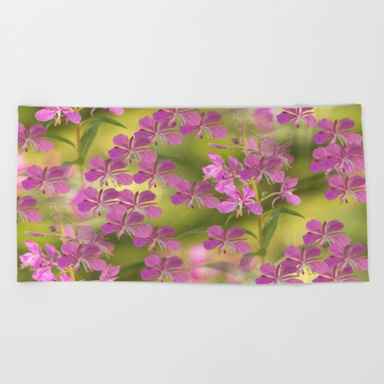 Rosebay Willowherb flowers Beach Towel