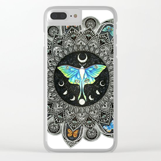 Lunar Moth Mandala Clear iPhone Case