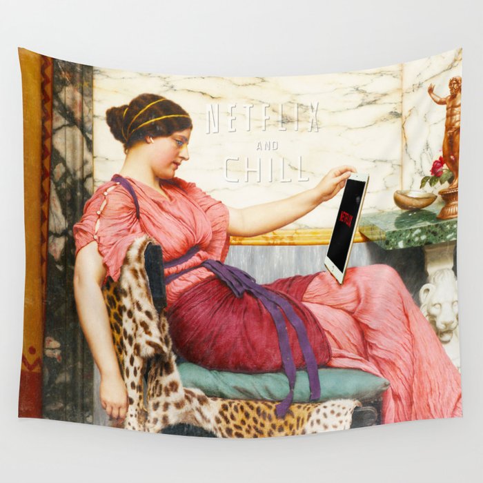Athena Netflix and Chill in 1912 Wall Tapestry