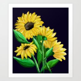 Sunflowers After Dark Art Print