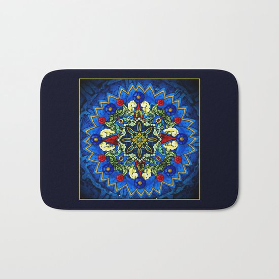 Lighted Rose Window Collage Bath Mat