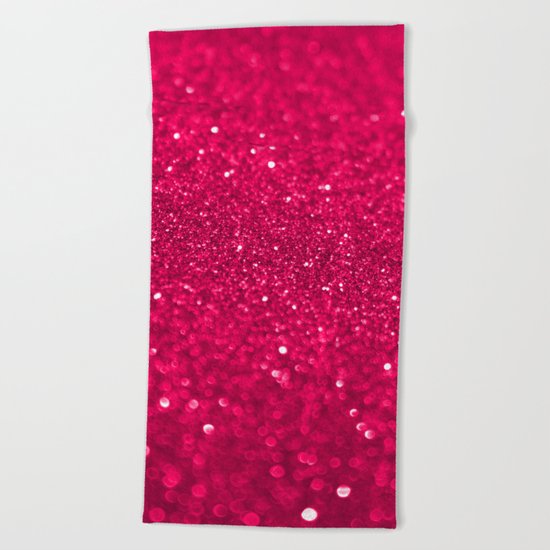 Bright Pink Glitter Beach Towel