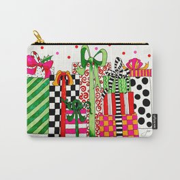 Presents! Carry-All Pouch | Holiday, Red Green, Fancypackages, Blackandwhite, Christmastime, Jolly, Ink Pen, Drawing, Presents, Gifts 