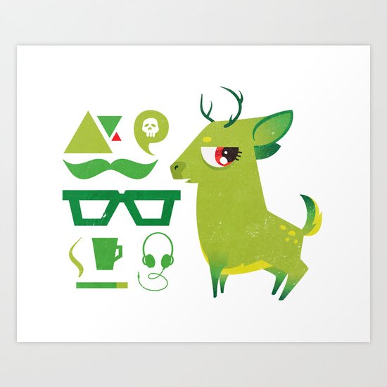 Hipsdeer (green) Art Print
