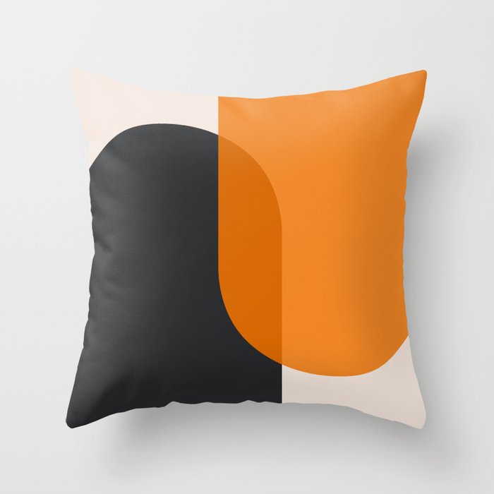 Mid-Century Modern Arches Orange + Black Throw Pillow