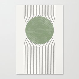 Mid century Green Moon Shape  Canvas Print