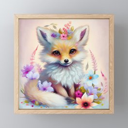 Fox in Flowers - Nursery Art Framed Mini Art Print