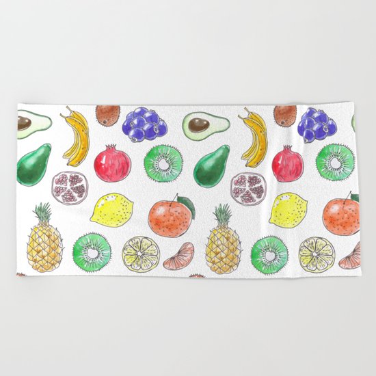 Tropical fruit Beach Towel