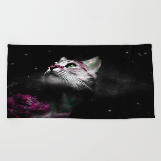 Supernova of the Ethereal Cat Beach Towel