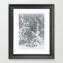 Dallas TX USA White City Map Framed Art Print