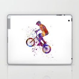 Watercolor bmx rider Laptop Skin