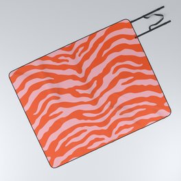 Zebra Wild Animal Print Orange and Pink Picnic Blanket