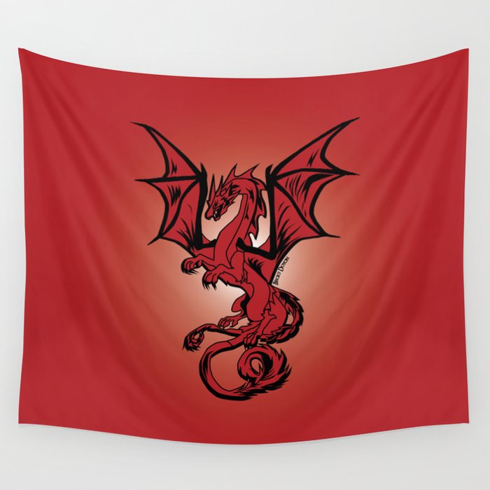 Flying Red Dragon Wall Tapestry