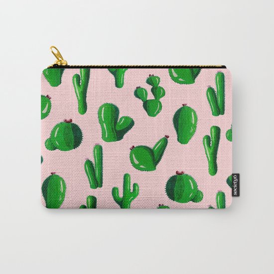 Pink Cactus Carry-All Pouch