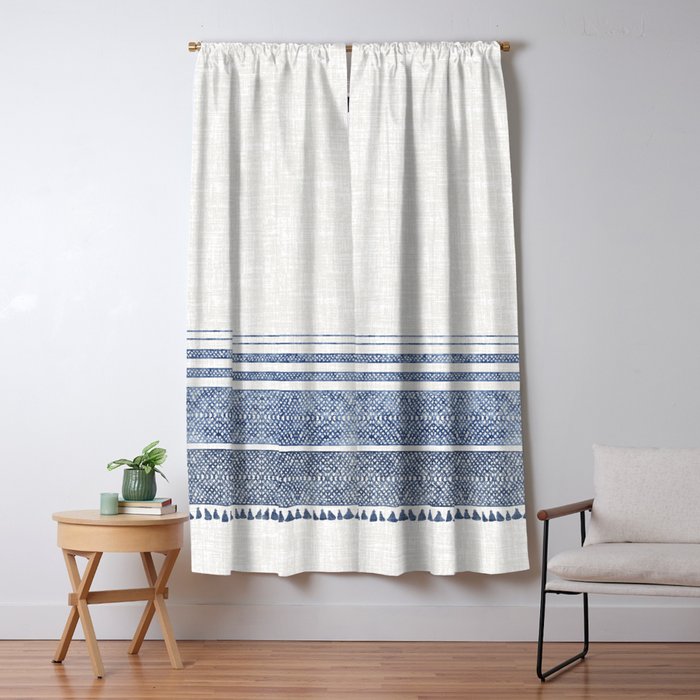 French Linen Chambray Tassel Blackout Curtain By Hollizollinger