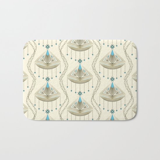 Beautiful medallions with blue appliqués . Bath Mat