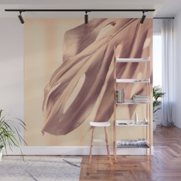 Pink Monstera Print | Monstera Deliciosa Swiss Cheese Plant | Leaf Photography Wall Mural