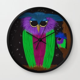 The Prismatic Crested Owl Wall Clock