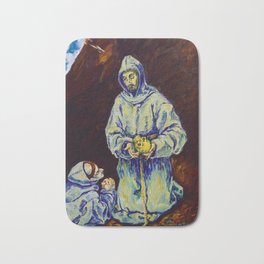 St Francis and Brother Leo Meditating on Death (after El Greco) Bath Mat | Elgreco, Impressionism, Oil, Briancoates, Death, Painting, Oilpainting 