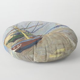 Fishing Boats on the Beach at Saintes-Maries Floor Pillow