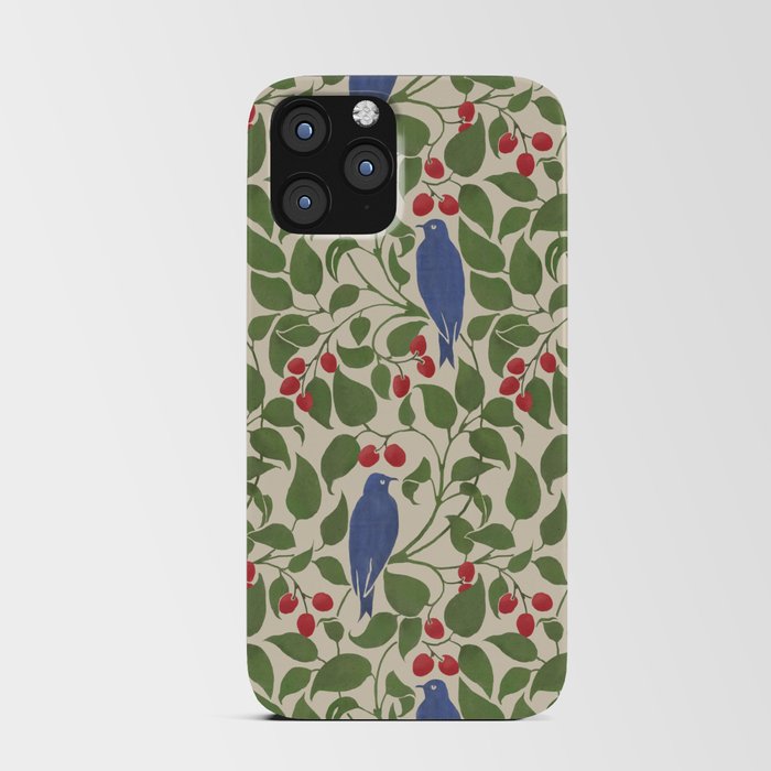 Vintage Blue Birds And Cherries iPhone Card Case