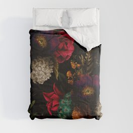 Midnight Hours Dark Vintage Flowers Garden Comforter