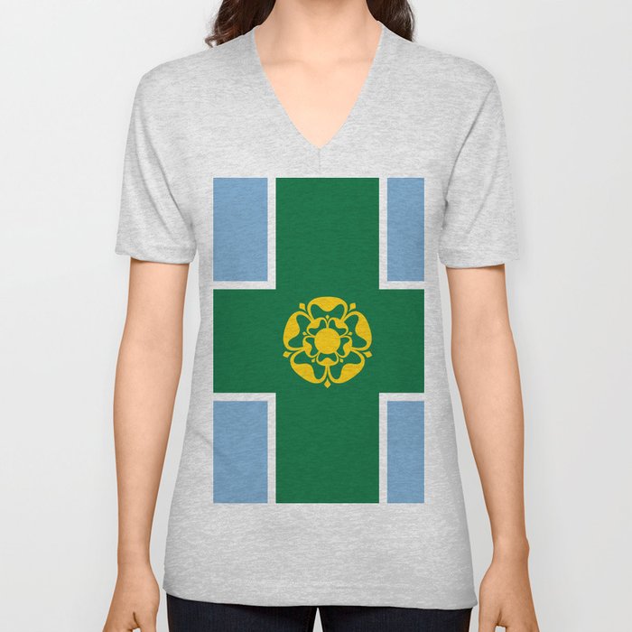 Flag of Derbyshire V Neck T Shirt