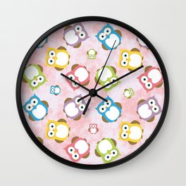 Cute Owls, Owl Pattern, Colorful Owls, Baby Owls Wall Clock