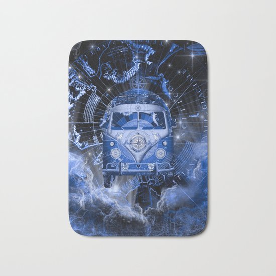galaxy vintage voyager world map design Bath Mat