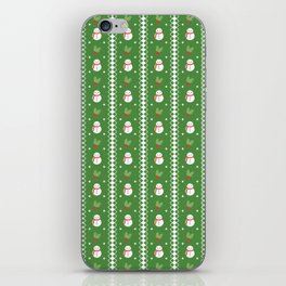 Christmas Pattern Tiny Green Snowman Holly iPhone Skin