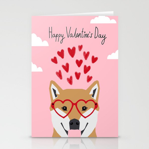 Shiba Inu Love Hearts Dog Breed Pet Gift Pure Breed Shibas Must Have Valentines Day Stationery Cards By Shibashop