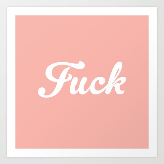Vintage Peach Rose Pastel Fuck Typography Art Print