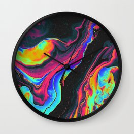 BATS IN THE ATTIC Wall Clock | Paint, Graphicdesign, Digital, Curated, Illustration, Glitch, Texture, Abstract, Watercolor, Trippy 